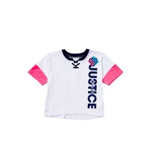 NWT Justice Sport Lace Up Girls Tee